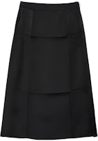 (Women) LOEWE FW22 Black Satin A-Line Midi Skirt S359Y08X20-1100 (Women) LOEWE FW22 Black Satin A-Line Midi Skirt S359Y08X20-1100