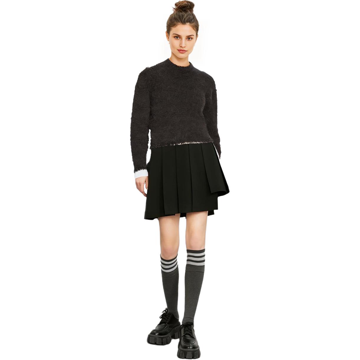 Shop (W) LOEWE 2022秋冬黑色純色羊毛圓領毛衣 S540Y14KBD-1100