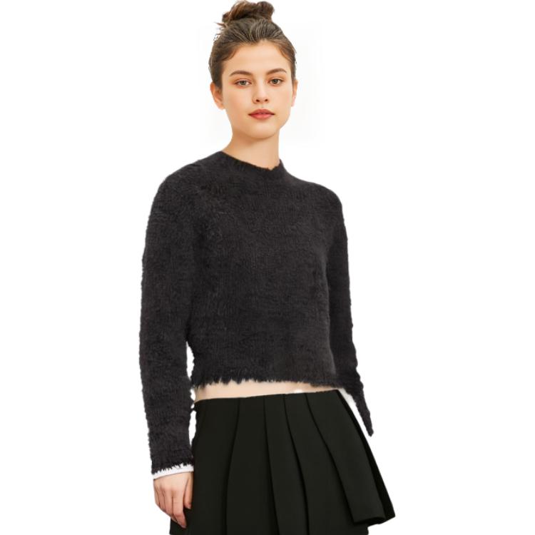 Purchase (W) LOEWE 2022秋冬黑色純色羊毛圓領毛衣 S540Y14KBD-1100