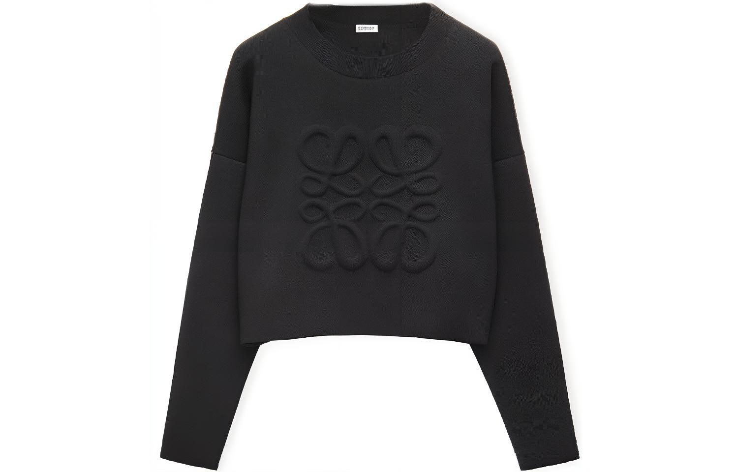 (Women) LOEWE FW22  Black Wool Pullover Sweater Long Sleeve Crewneck. S540Y14KBG-1100