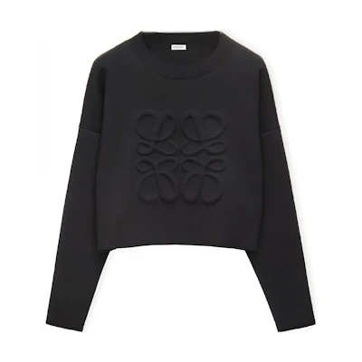 (Women) LOEWE FW22 Black Wool Pullover Sweater Long Sleeve Crewneck. S540Y14KBG-1100