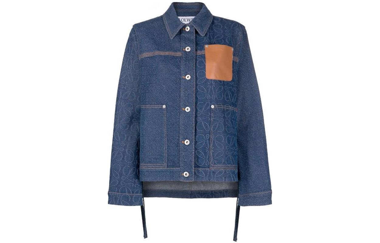 (Women) LOEWE FW22  Blue Denim Jacket with Collared Button-Down Design S359Y50X21-5380