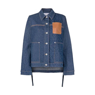 (Women) LOEWE FW22 Blue Denim Jacket with Collared Button-Down Design S359Y50X21-5380