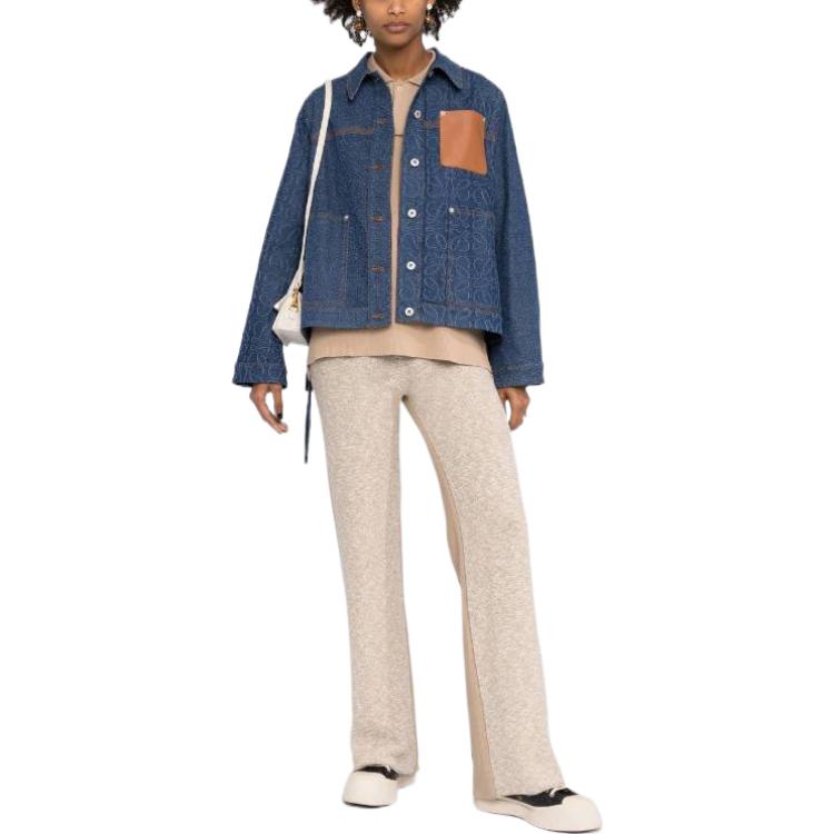 Shop (W) 로에베 FW22 블루 데님 재킷 칼라 버튼다운 디자인 S359Y50X21-5380