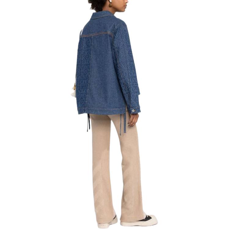 Purchase (W) 로에베 FW22 블루 데님 재킷 칼라 버튼다운 디자인 S359Y50X21-5380