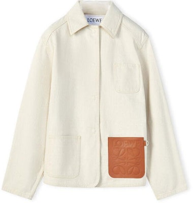(Women) LOEWE FW22 Brown Cotton-Linen Anagram Leather Pocket Workwear Jacket. S359Y02X64-2370 Buy (Women) LOEWE FW22 Brown Cotton-Linen Anagram Leather Pocket Workwear Jacket. S359Y02X64-2370