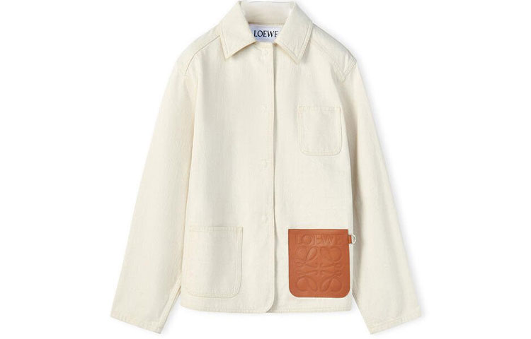 Order (W) LOEWE FW22 棕色棉麻Anagram皮革口袋工裝外套. S359Y02X64-2370