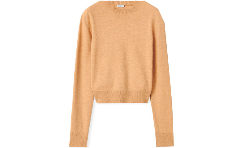 (Women) LOEWE FW22  Camel Backless Long-Sleeve Wool Sweater S359Y14KAM-3150