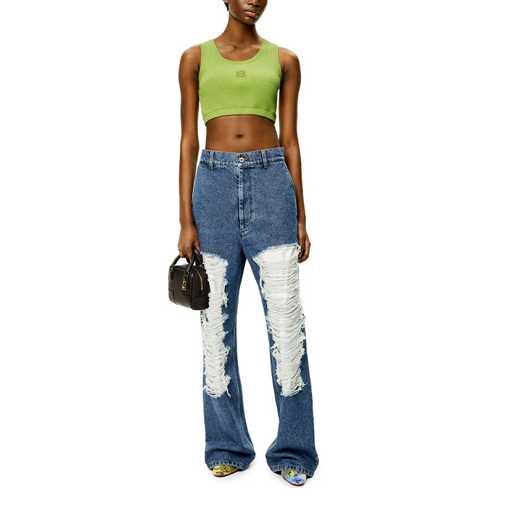 Lookbook (W) LOEWE FW22 Top Verde de Punto con Bordado de Logo. S359Y23X25-6905