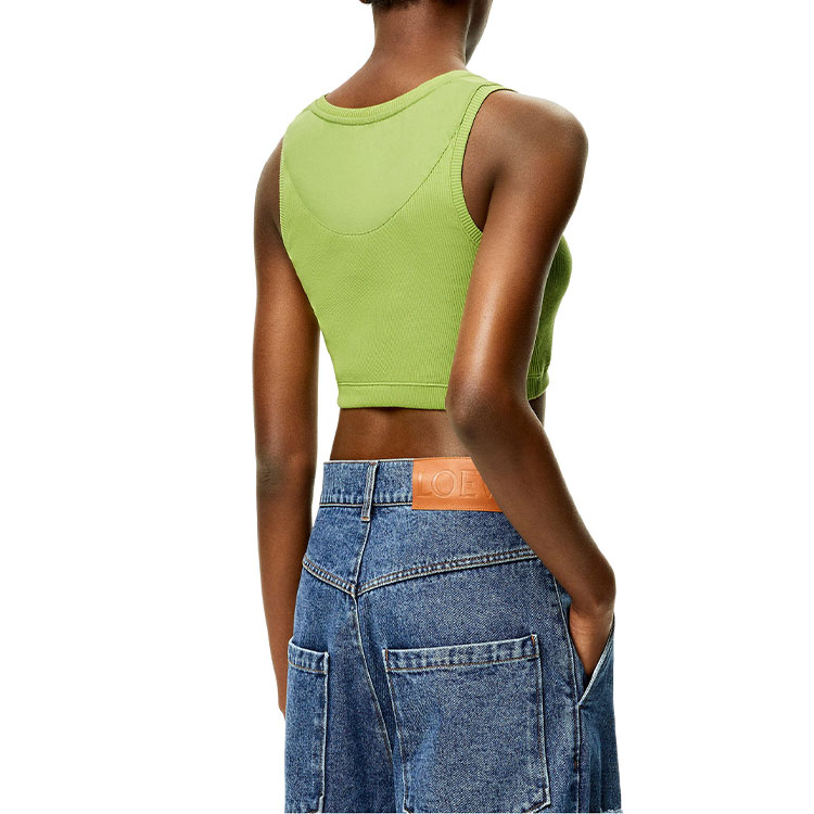 Purchase (W) LOEWE FW22 Top Verde de Punto con Bordado de Logo. S359Y23X25-6905