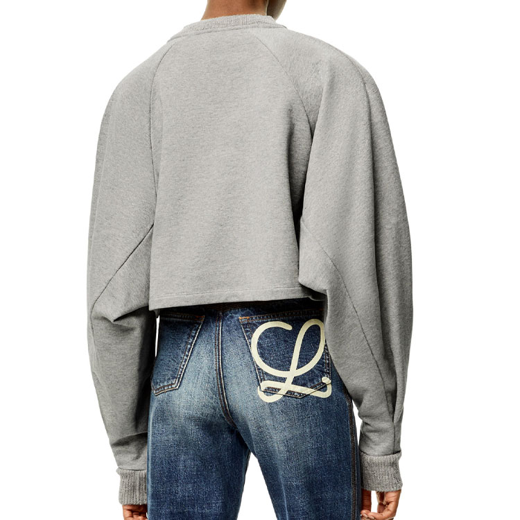 Purchase (W) LOEWE FW22 Kelabu Batwing Sleeve Crewneck Pullover Sweatshirt. S359Y24X13-1440