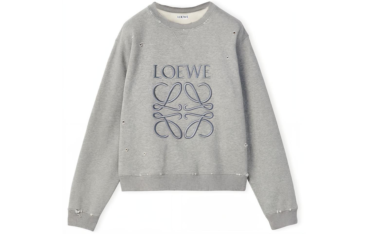 (Women) LOEWE FW22  Grey Crewneck Sweatshirt with Logo Embroidery. S359Y24X15-1440