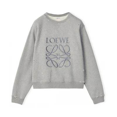 (Women) LOEWE FW22 Grey Crewneck Sweatshirt with Logo Embroidery. S359Y24X15-1440