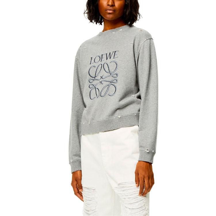 Shop (W) LOEWE FW22 灰色刺繡Logo圓領衛衣 S359Y24X15-1440