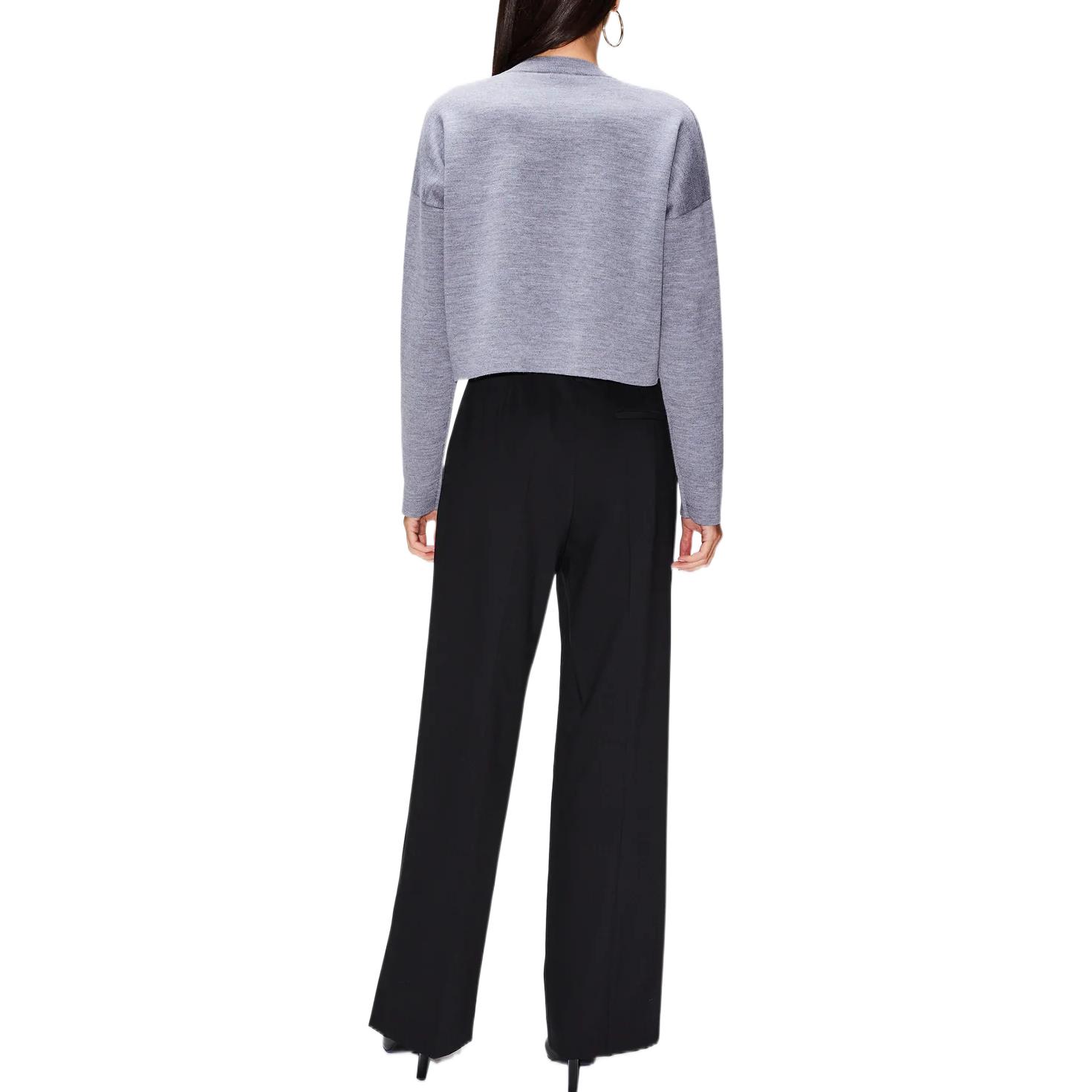 Shop (W) 로에베 FW22 하이웨이스트 와이드레그 블랙 캐주얼 팬츠. S540Y04XBM-1100