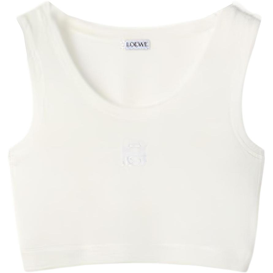(Women) LOEWE FW22  White Sleeveless Round-Neck Casual Tank Top. S359Y23X25-2100