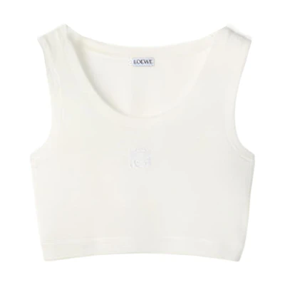 (Women) LOEWE FW22 White Sleeveless Round-Neck Casual Tank Top. S359Y23X25-2100