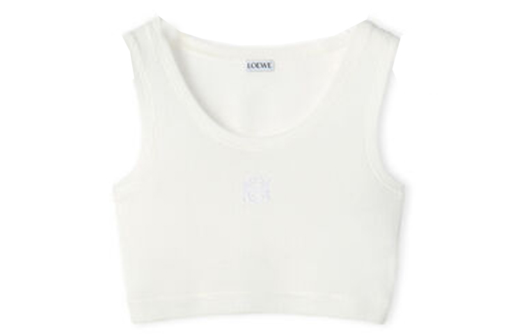 Order (W) LOEWE FW22 Camiseta Sin Mangas Blanca Cuello Redondo Casual. S359Y23X25-2100