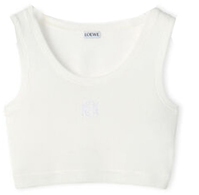 (W) LOEWE FW22 Camiseta Sin Mangas Blanca Cuello Redondo Casual. S359Y23X25-2100 Order (W) LOEWE FW22 Camiseta Sin Mangas Blanca Cuello Redondo Casual. S359Y23X25-2100