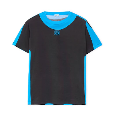 (Women) LOEWE FW23 Black Colorblock Graphic Print Short Sleeve T-Shirt. S359Y22X45-1105