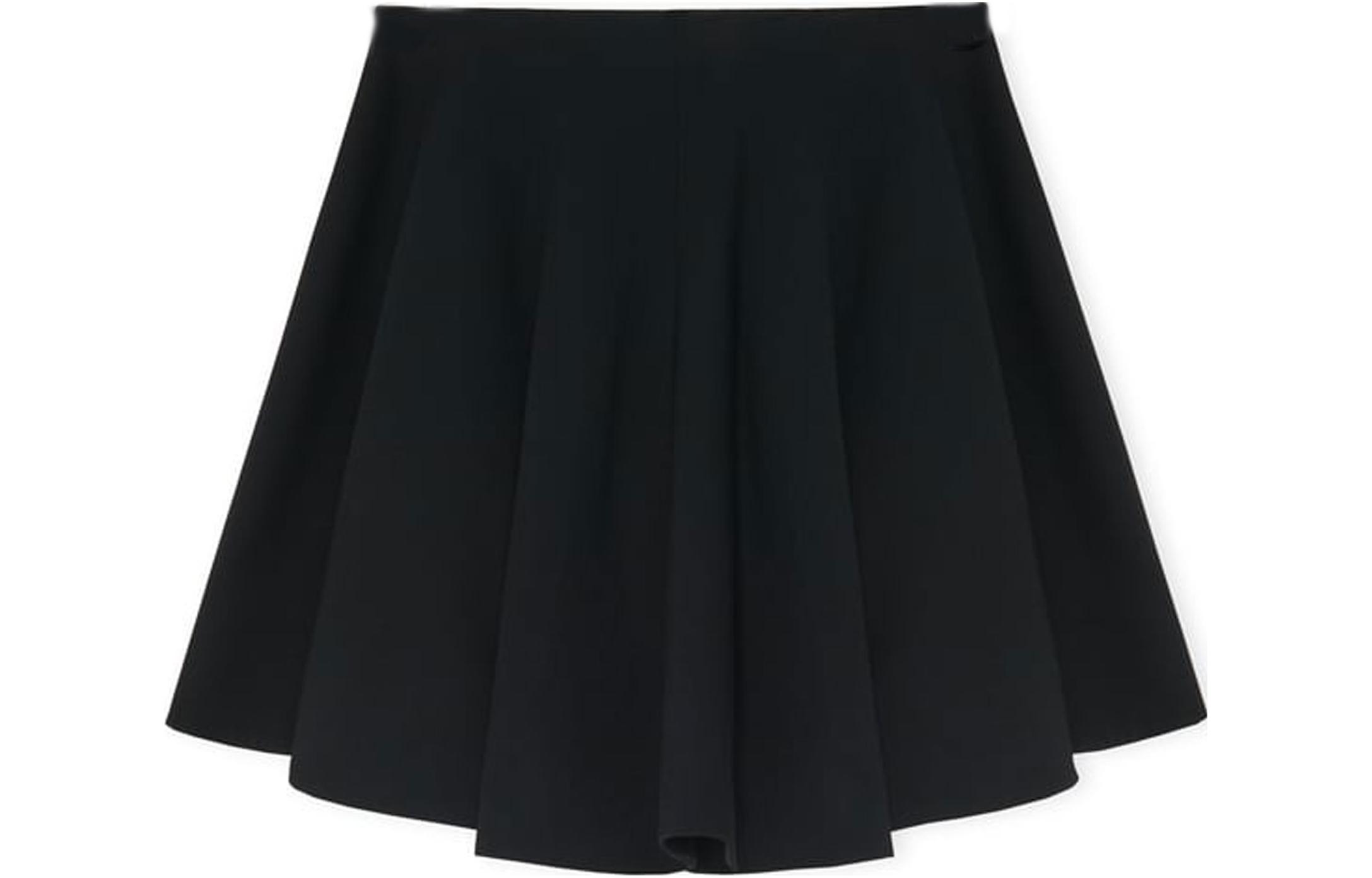 (Women) LOEWE FW23  Black Solid Mid-Rise Wool Casual Skirt S540Y08XA5-1100
