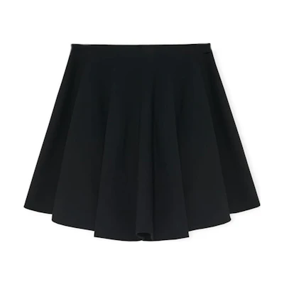 (Women) LOEWE FW23 Black Solid Mid-Rise Wool Casual Skirt S540Y08XA5-1100