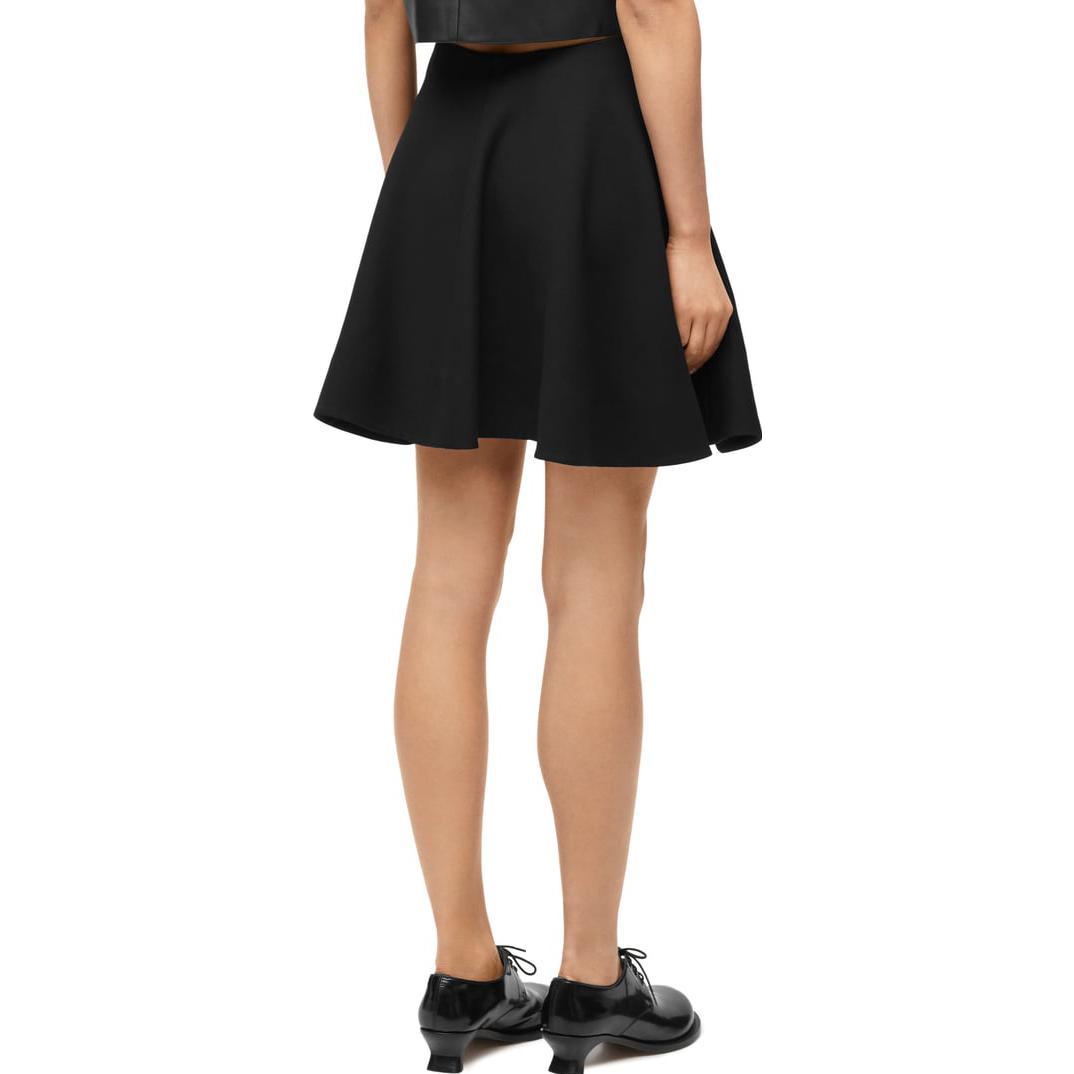 Purchase (W) ロエベ FW23 ブラック ソリッド ミッドライズ ウール カジュアルスカート S540Y08XA5-1100