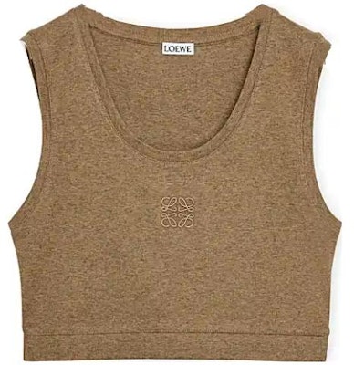 (W) LOEWE FW23 Top Corto Marrón con Logo Bordado en Color Sólido. S359Y23X61-8029 Buy (W) LOEWE FW23 Top Corto Marrón con Logo Bordado en Color Sólido. S359Y23X61-8029