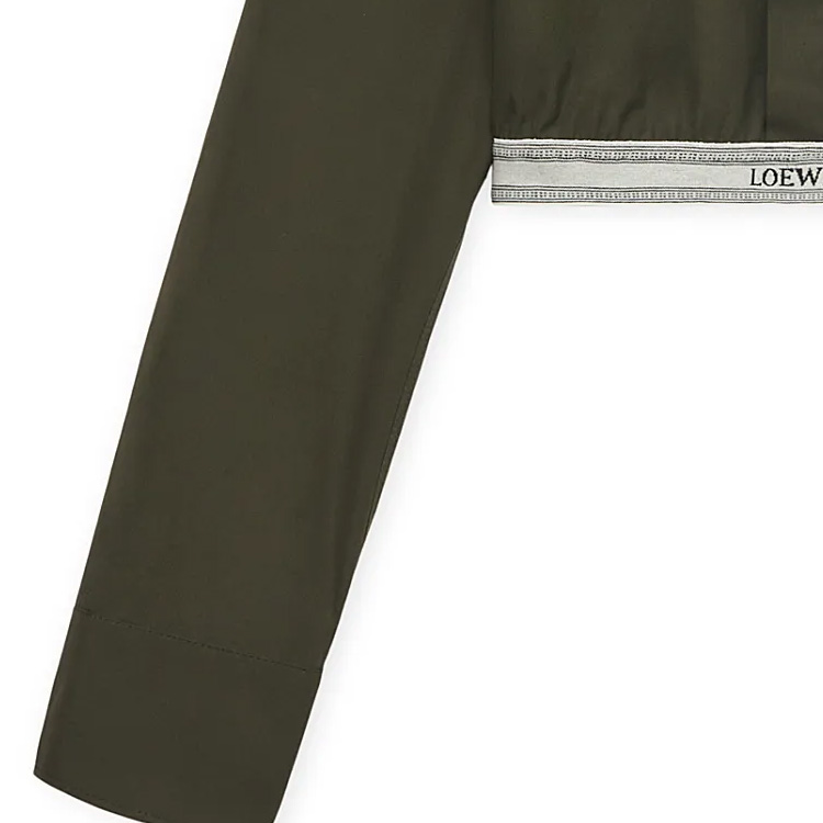 Cheap (W) ロエベ FW23 カラーブロック 長袖シャツ ダークオリーブグリーン S359Y05XAX-4153