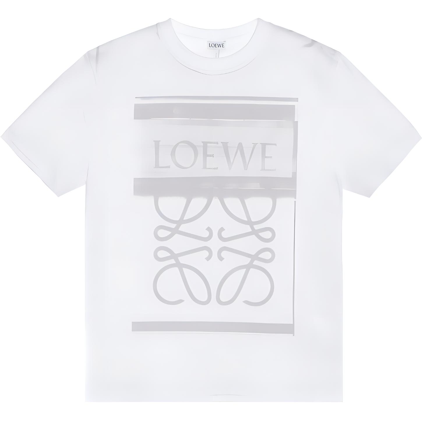 (Women) LOEWE FW23  Graphic Logo Print White Relaxed Fit Short Sleeve T-Shirt. S359Y22X44-2116