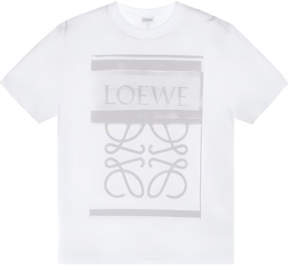 (Women) LOEWE FW23 Graphic Logo Print White Relaxed Fit Short Sleeve T-Shirt. S359Y22X44-2116 Order (Women) LOEWE FW23 Graphic Logo Print White Relaxed Fit Short Sleeve T-Shirt. S359Y22X44-2116