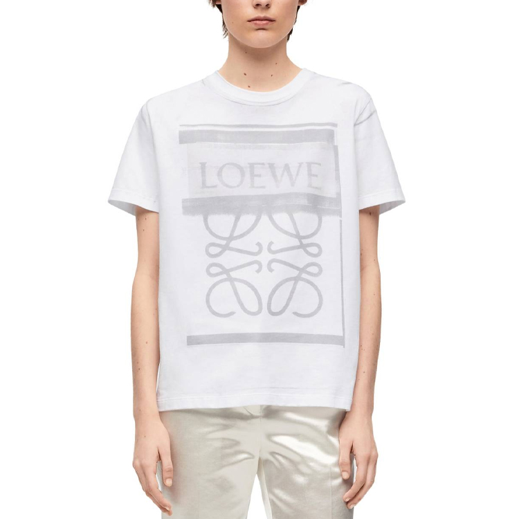 Purchase (W) LOEWE 2023秋冬 图案Logo印花白色宽松版短袖T恤 S359Y22X44-2116
