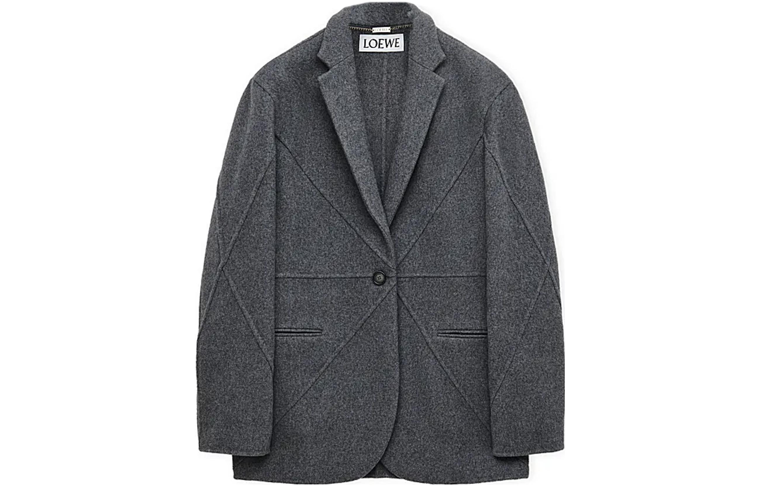 Order (W) 로에베 FW23 그레이 싱글버튼 루즈핏 롱슬리브 코트. S540Y03X89