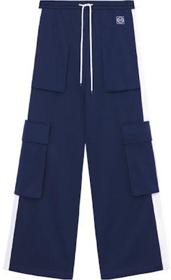 (Women) LOEWE FW23 Knit Jogger Pants Blue with Logo Embroidery and Striped Design S359Y27X60-5510 Buy (Women) LOEWE FW23 Knit Jogger Pants Blue with Logo Embroidery and Striped Design S359Y27X60-5510
