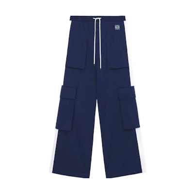 (Women) LOEWE FW23 Knit Jogger Pants Blue with Logo Embroidery and Striped Design S359Y27X60-5510