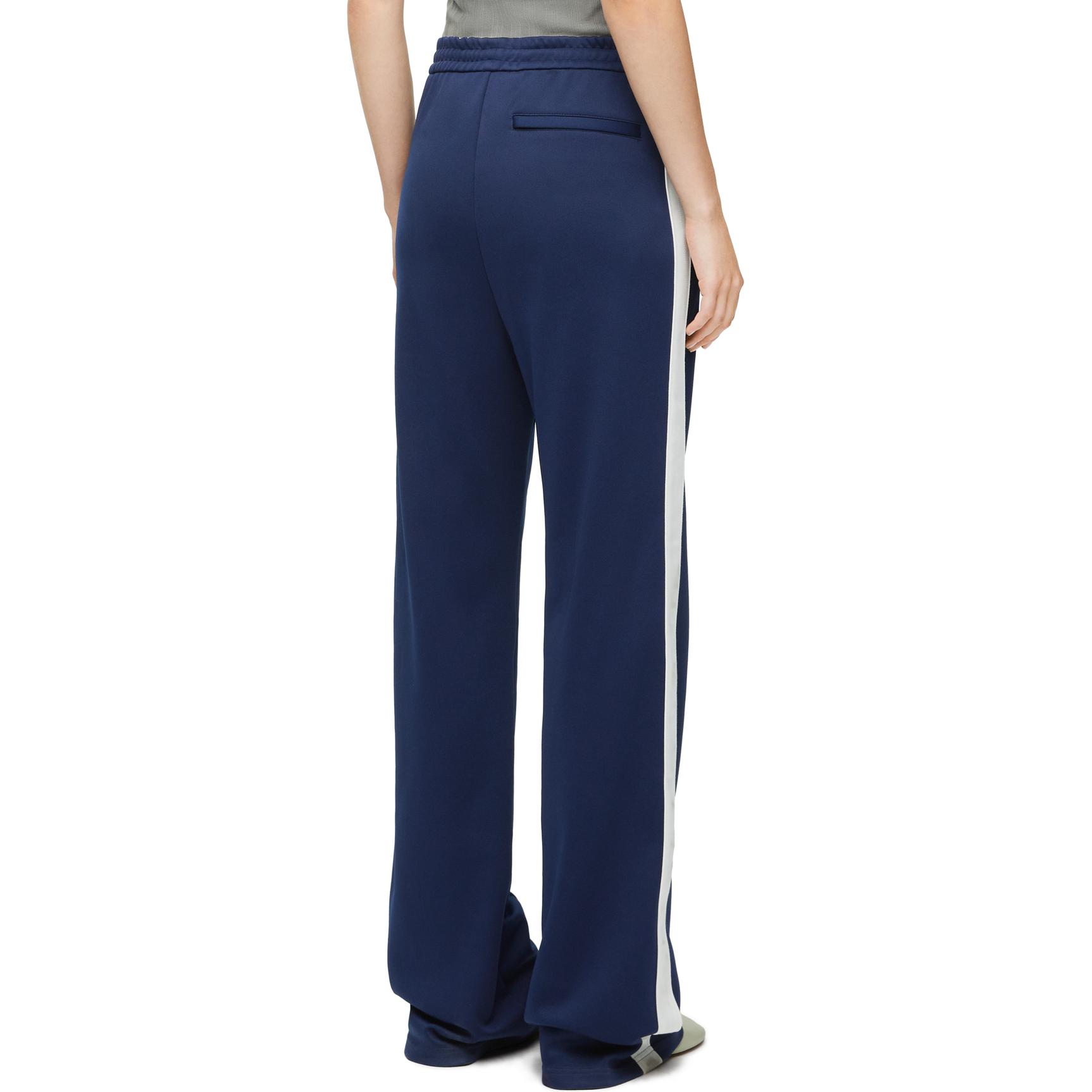 Shop (Women) LOEWE FW23  Knit Jogger Pants Blue with Logo Embroidery and Striped Design S359Y27X60-5510