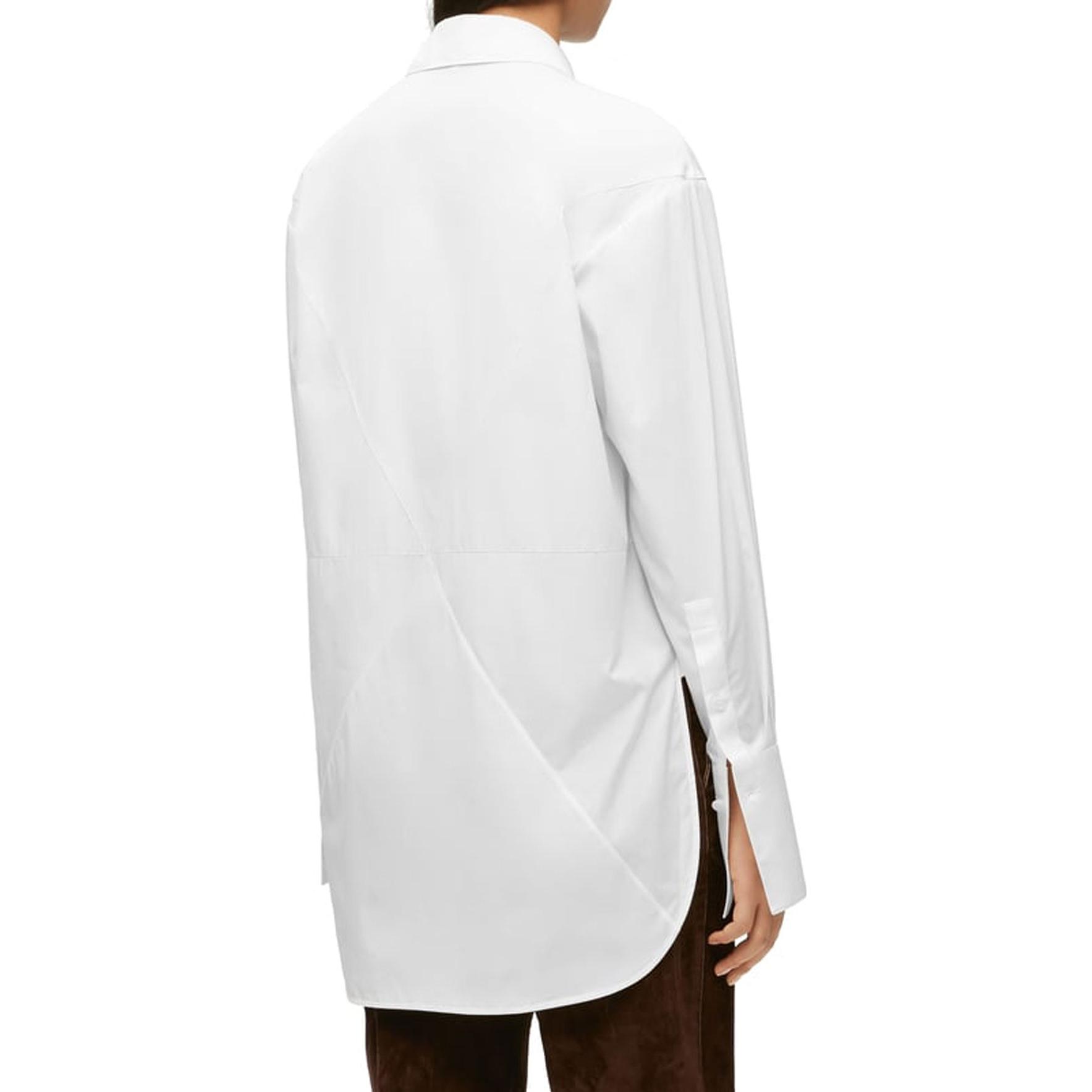 Purchase (W) LOEWE FW23 Kemeja Lengan Panjang Lipat Padat - Putih S540Y05X60-2090