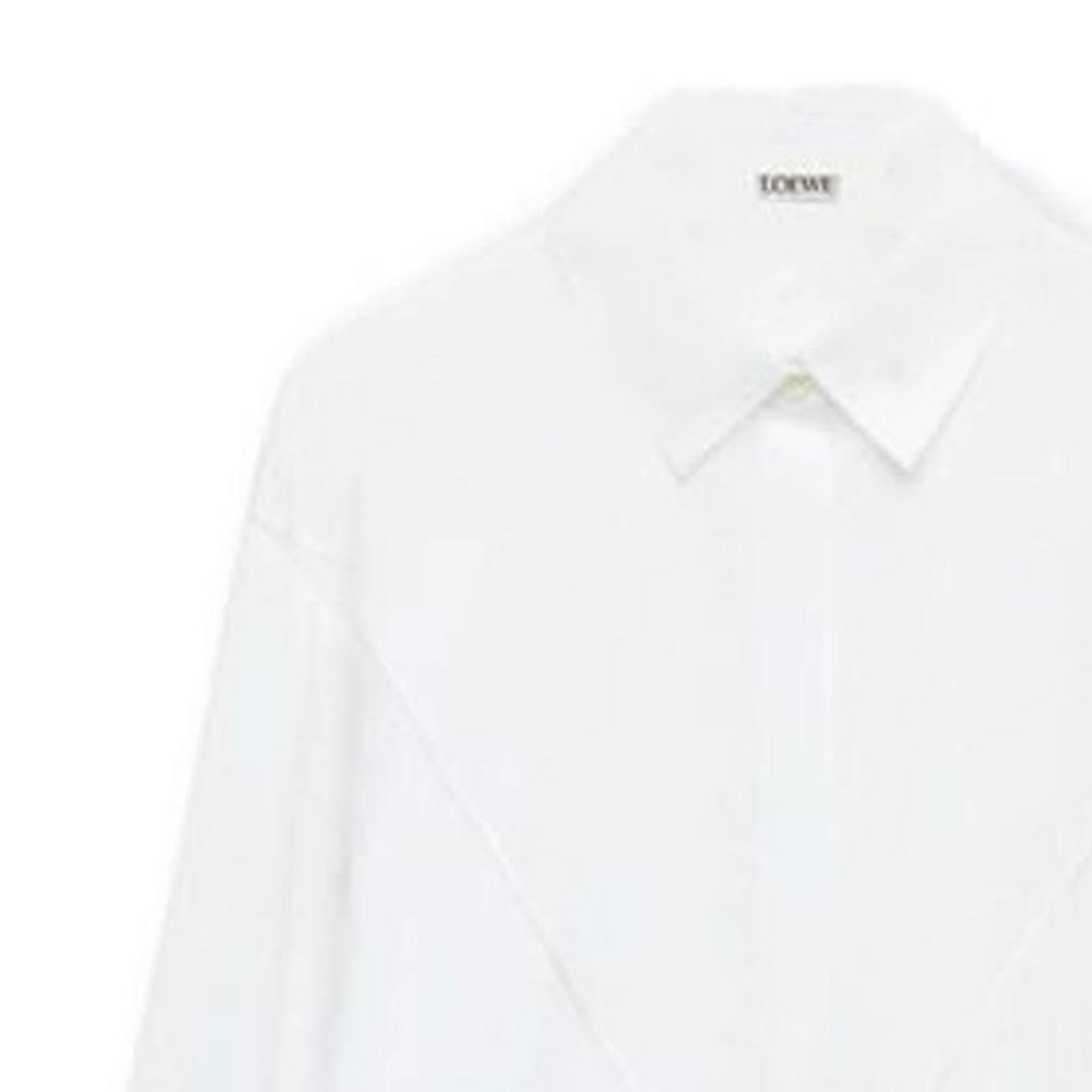 Sizing (W) LOEWE FW23 Kemeja Lengan Panjang Lipat Padat - Putih S540Y05X60-2090