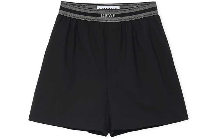 (Women) LOEWE FW23  Solid High-Waisted Loose Fit Casual Shorts Black. S359Y04XBJ-1100