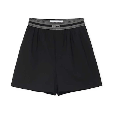 (Women) LOEWE FW23 Solid High-Waisted Loose Fit Casual Shorts Black. S359Y04XBJ-1100