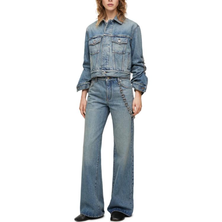 Lookbook (W) ロエベ FW23 ウォッシュド ストレートレッグ ジーンズ ウォッシュドデニムブルー S359Y11XAD-6395