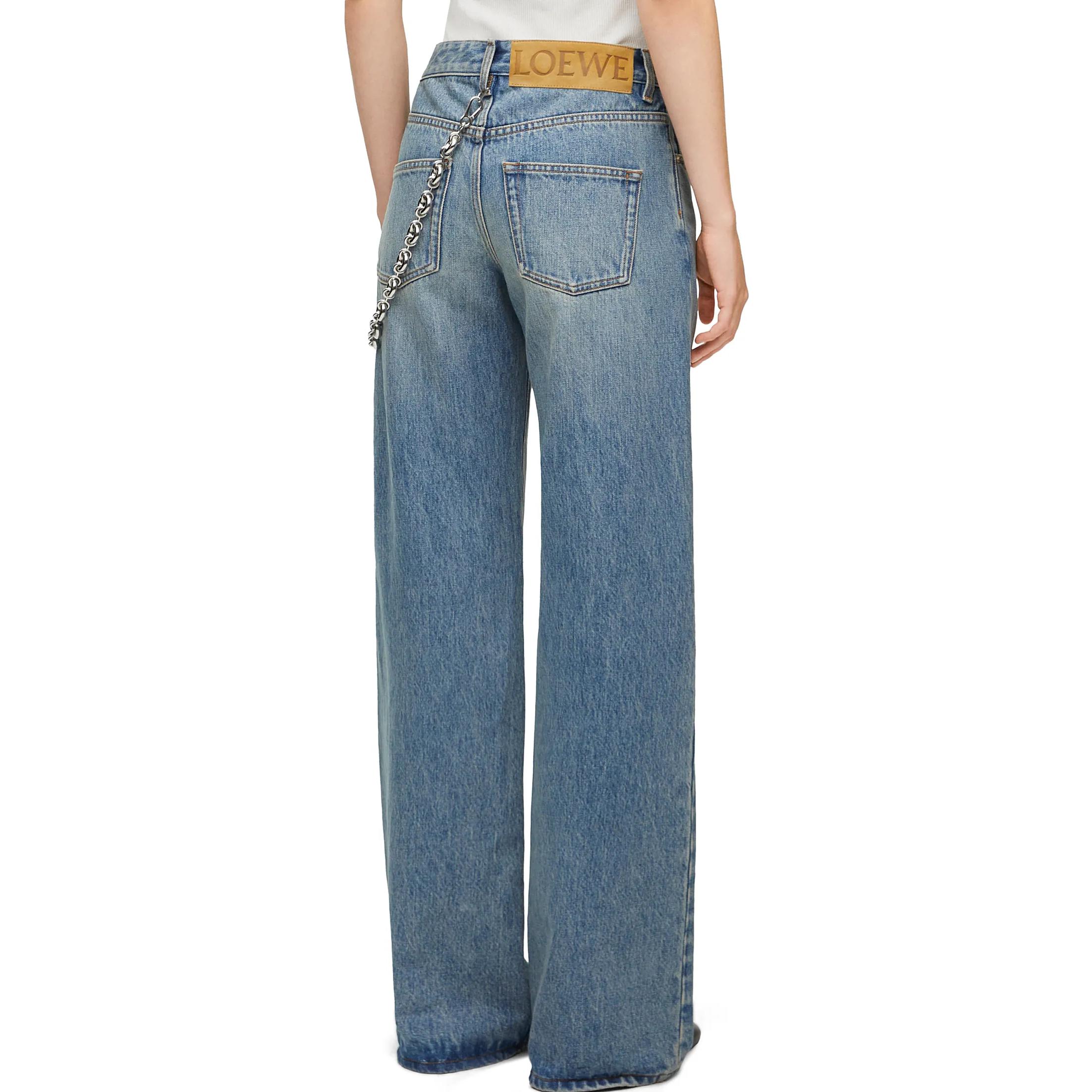 Shop (W) ロエベ FW23 ウォッシュド ストレートレッグ ジーンズ ウォッシュドデニムブルー S359Y11XAD-6395
