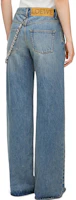 Shop (Women) LOEWE FW23 Washed Straight-Leg Jeans in Washed Denim Blue S359Y11XAD-6395