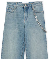 Sizing (Women) LOEWE FW23 Washed Straight-Leg Jeans in Washed Denim Blue S359Y11XAD-6395