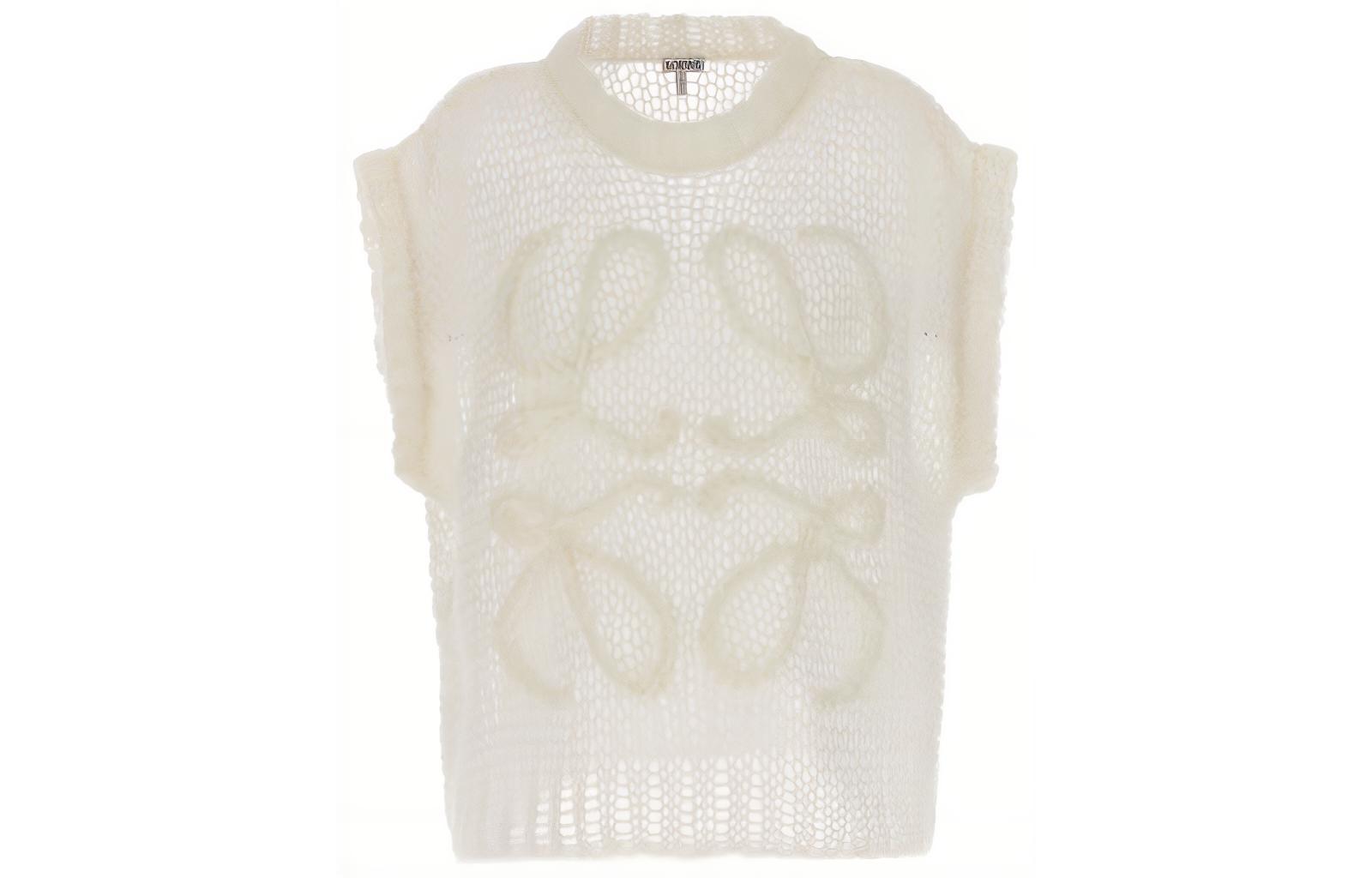 Order (W) LOEWE FW23 Chaleco Casual Blanco sin Mangas con Bordado Gráfico. S359Y14KD9-1950