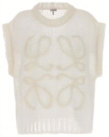(W) LOEWE FW23 Chaleco Casual Blanco sin Mangas con Bordado Gráfico. S359Y14KD9-1950 Order (W) LOEWE FW23 Chaleco Casual Blanco sin Mangas con Bordado Gráfico. S359Y14KD9-1950