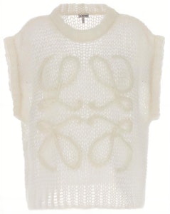 (W) LOEWE FW23 Chaleco Casual Blanco sin Mangas con Bordado Gráfico. S359Y14KD9-1950 Order (W) LOEWE FW23 Chaleco Casual Blanco sin Mangas con Bordado Gráfico. S359Y14KD9-1950