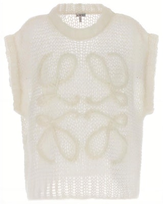 (Women) LOEWE FW23 White Graphic Embroidered Sleeveless Casual Vest. S359Y14KD9-1950 Order (Women) LOEWE FW23 White Graphic Embroidered Sleeveless Casual Vest. S359Y14KD9-1950