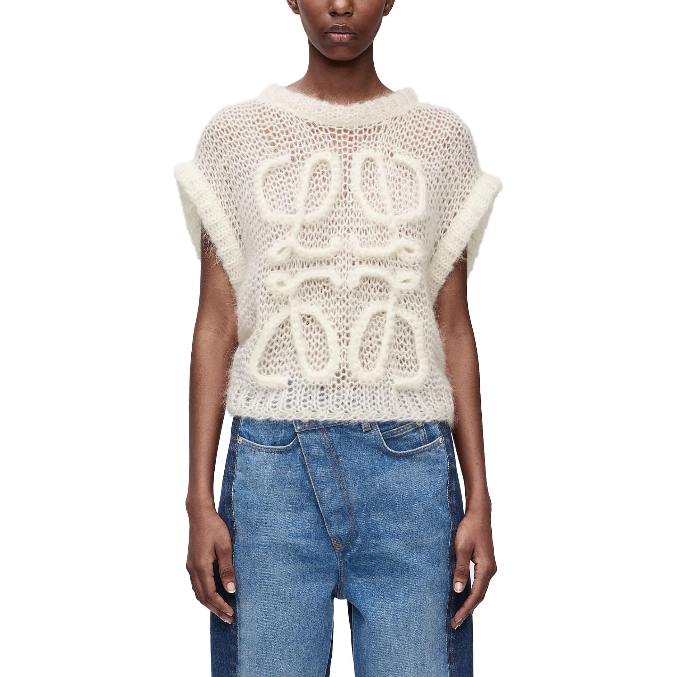 Purchase (W) LOEWE FW23 Chaleco Casual Blanco sin Mangas con Bordado Gráfico. S359Y14KD9-1950