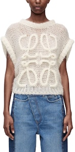 (W) LOEWE FW23 Chaleco Casual Blanco sin Mangas con Bordado Gráfico. S359Y14KD9-1950 Purchase (W) LOEWE FW23 Chaleco Casual Blanco sin Mangas con Bordado Gráfico. S359Y14KD9-1950